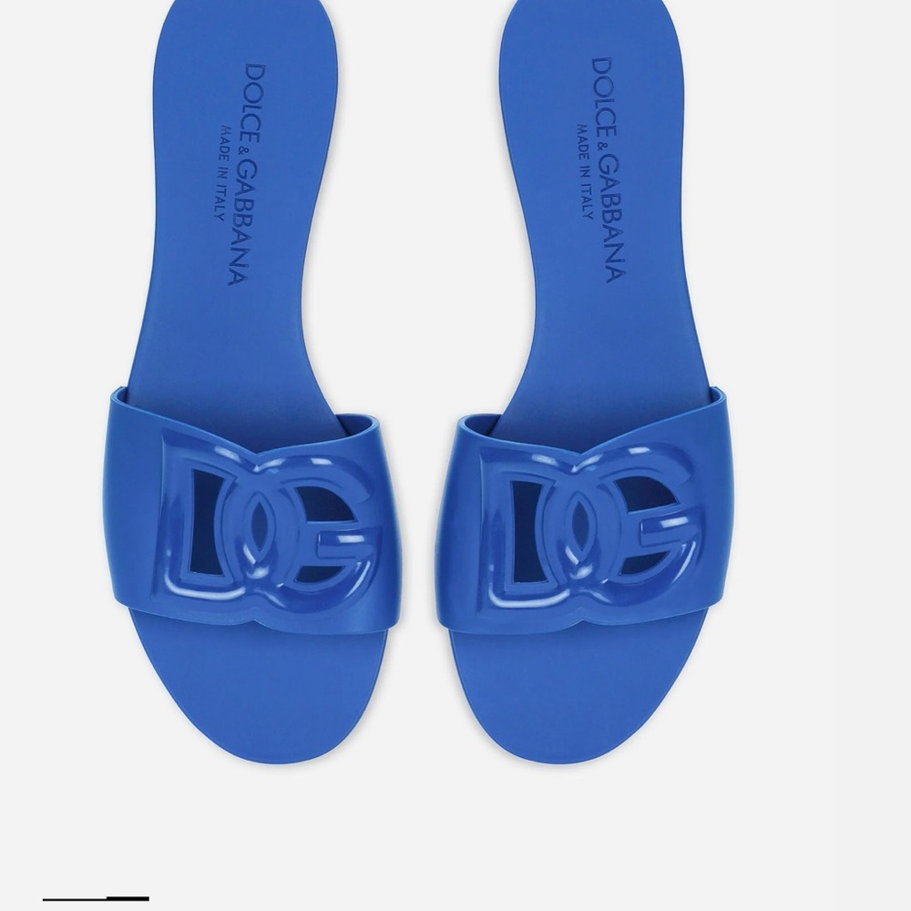 Dolce & Gabbana Vibrant Blue Slide Sandals